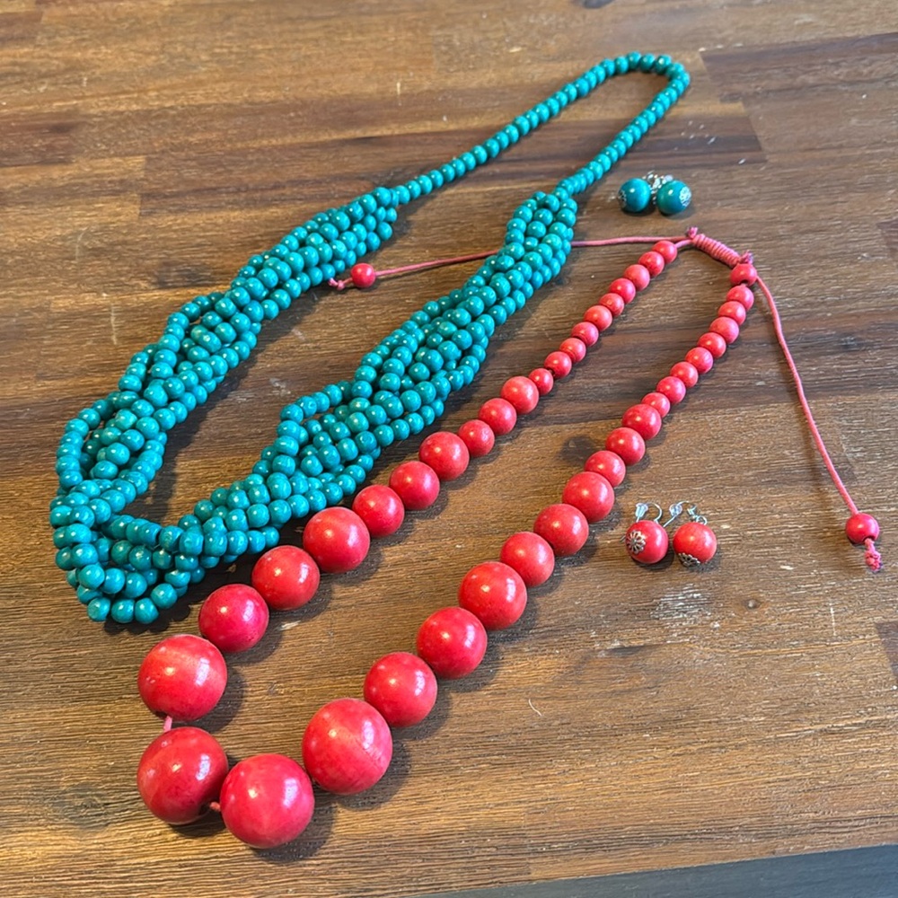Gorgeous Wood Necklace and Earrings Sets